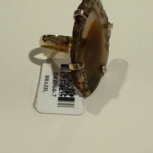 Gold and Brown Agate Ring